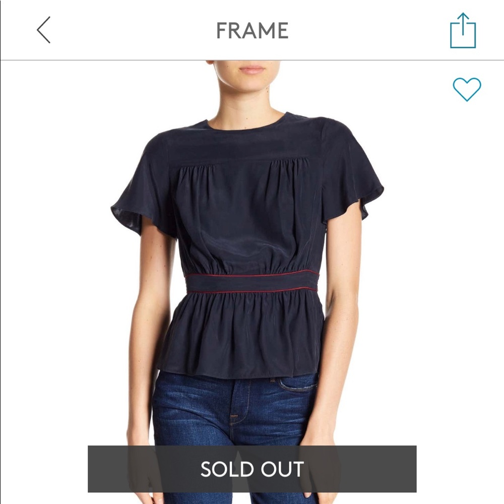 Frame navy silk blouse